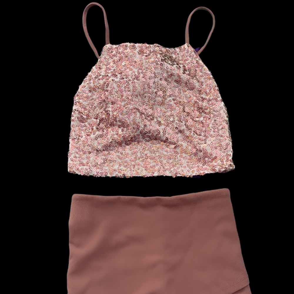 Sequin Tie back Halter top/Dusty rose skort